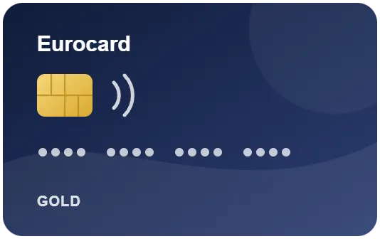 Illustration av ett kreditkort med texten Eurocard