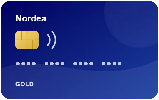 Illustration av ett kreditkort med texten Nordea