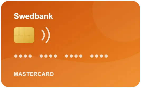 Illustration av ett kreditkort med texten Swedbank